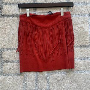 Forever 21 fringe mini skirt-suede